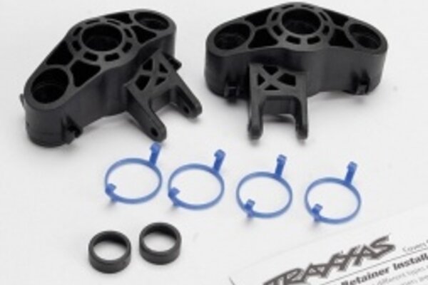 Traxxas 5334R Axle carriers, left & right (1 each) (use with larger 6x13mm ball bearings)/ bearing adapters (for 6x12mm ball bearings) (2)/ dust boot retainers (4)