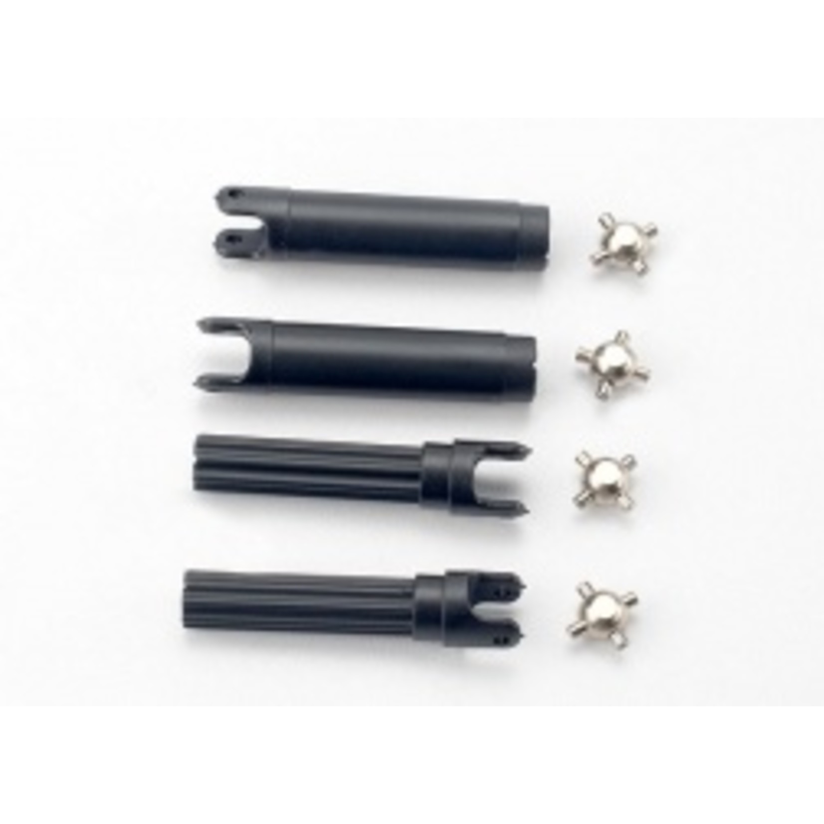 Traxxas 7150 Half shafts, left or right (internal splined half shaft (2)/external splined half shaft) (2))/ metal u-joints (4)