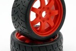 Powerhobby PHBPHT5101R  1/8 Gripper 42/100 Belted Mounted Tires 17mm Red Wheels
