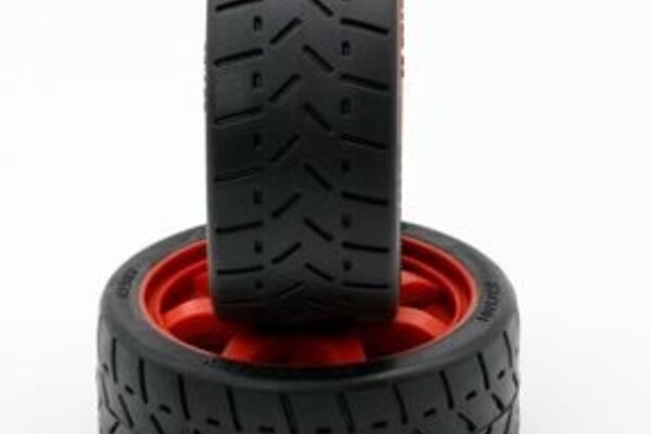 Powerhobby PHBPHT5101R  1/8 Gripper 42/100 Belted Mounted Tires 17mm Red Wheels