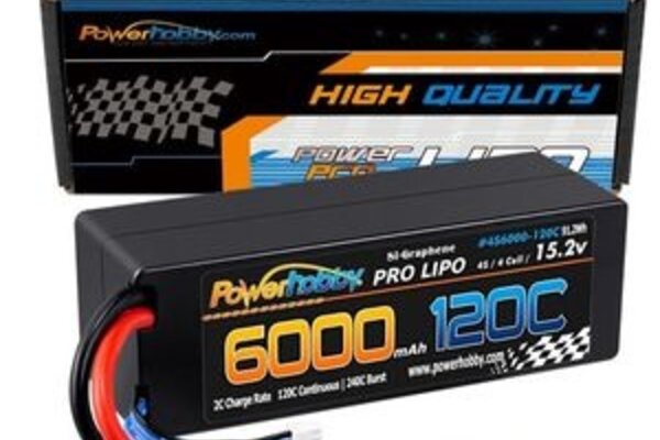Powerhobby PHB4S6000120CXT90  Powerhobby 4s 6000MAH 120C-240C Graphene + High Voltage Lipo Battery w XT90 Plug Hard Case 120C Continous / 240C Brust