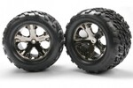 Traxxas 3668A Tires & wheels, assembled, glued (2.8') (All-Star black chrome wheels, Talon tires, foam inserts) (2WD electric rear) (2) (TSM rated)