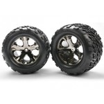 Traxxas 3668A Tires & wheels, assembled, glued (2.8') (All-Star black chrome wheels, Talon tires, foam inserts) (2WD electric rear) (2) (TSM rated)