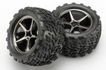 Traxxas 7174A Tires and wheels, assembled, glued (Gemini black chrome wheels, Talon tires, foam inserts) (2)