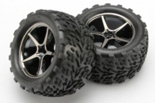 Traxxas 7174A Tires and wheels, assembled, glued (Gemini black chrome wheels, Talon tires, foam inserts) (2)