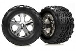 Traxxas 3669 Tires & wheels, assembled, glued (2.8') (All-Star chrome wheels, Talon tires, foam inserts) (nitro rear/ electric front) (2)