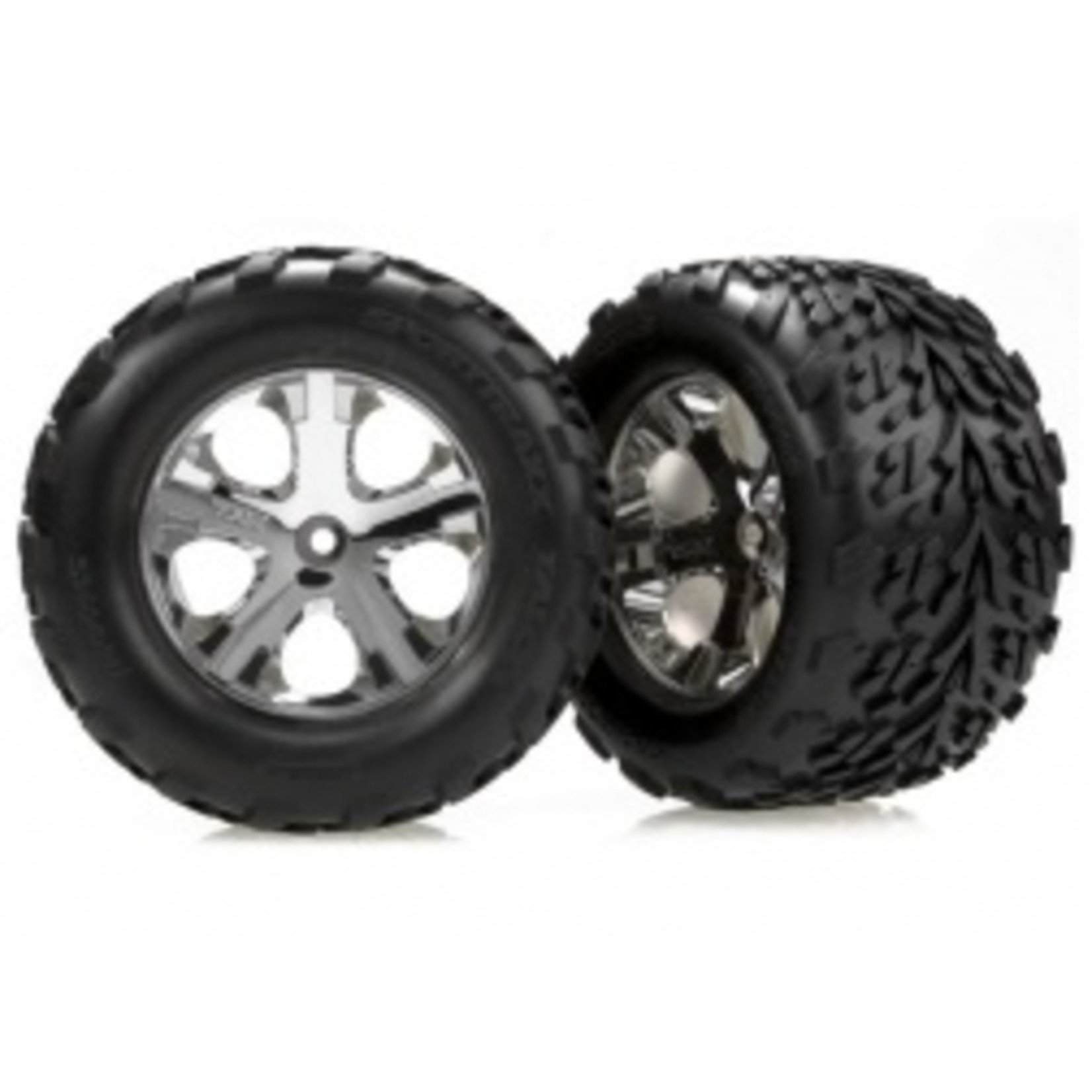 Traxxas 3669 Tires & wheels, assembled, glued (2.8') (All-Star chrome wheels, Talon tires, foam inserts) (nitro rear/ electric front) (2)
