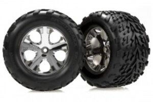 Traxxas 3669 Tires & wheels, assembled, glued (2.8') (All-Star chrome wheels, Talon tires, foam inserts) (nitro rear/ electric front) (2)
