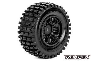 Roapex R/C ROPR1002-B  Tracker 1/10 Shortcourse Tire Black Wheel with 12mm Hex