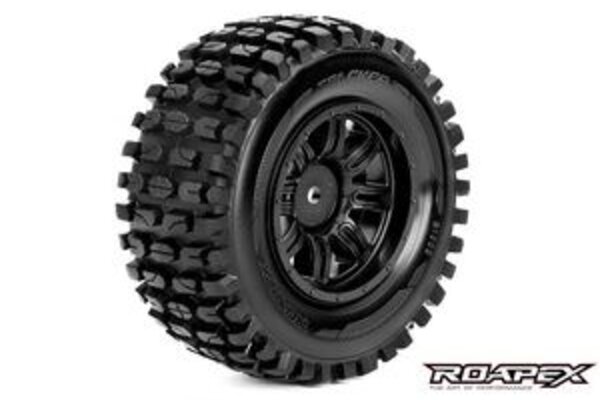 Roapex R/C ROPR1002-B  Tracker 1/10 Shortcourse Tire Black Wheel with 12mm Hex