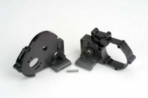 Traxxas 3691 Gearbox halves (l&r) (black) w/ idler gear shaft