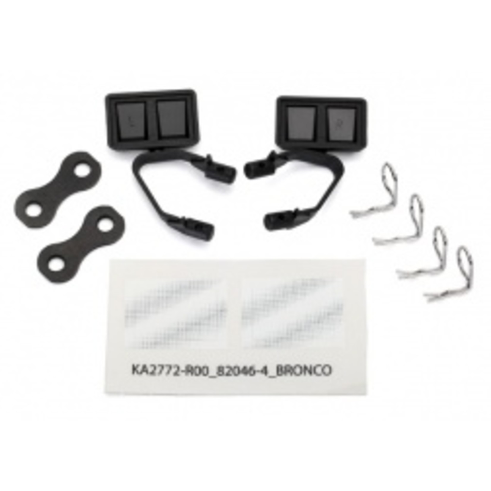 Traxxas 8073 Mirrors, side, black (left & right)/ retainers (2)/ body clips (4) (fits #8010 body)