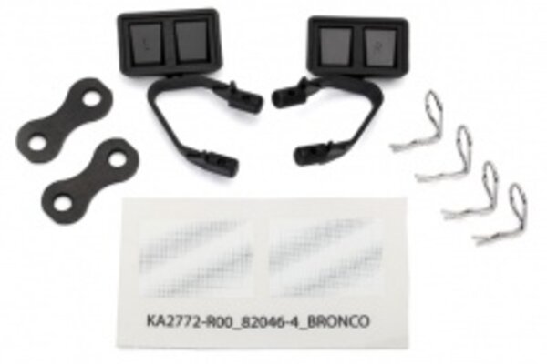 Traxxas 8073 Mirrors, side, black (left & right)/ retainers (2)/ body clips (4) (fits #8010 body)