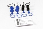 Traxxas 5378X Pivot ball caps (4)/ dust boots, rubber (4)/ dust plugs, rubber (4)/ dust boot retainers, black (4),  blue (4) (2 pkgs. req. to complete truck)