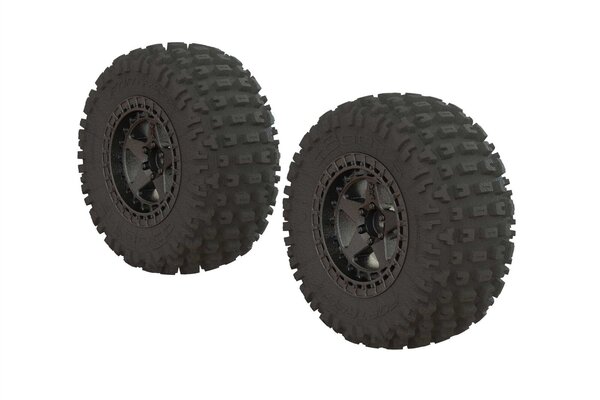 ARRMA ARA550087   'Fortress SC' Tire Set Glued Gun Metal (2)