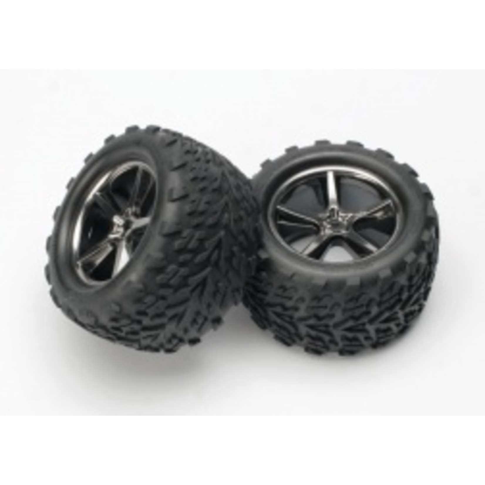Traxxas 5374A Tires & wheels, assembled, glued (Gemini black chrome wheels, Talon tires, foam inserts) (2)