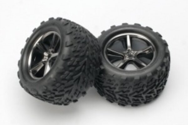 Traxxas 5374A Tires & wheels, assembled, glued (Gemini black chrome wheels, Talon tires, foam inserts) (2)
