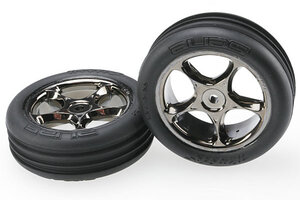 Traxxas 2471A T&W BLK CHRM 2.2/RIBBD FR TIRE