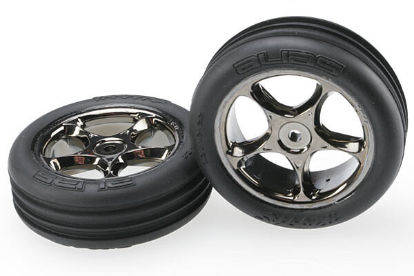 Traxxas 2471A T&W BLK CHRM 2.2/RIBBD FR TIRE