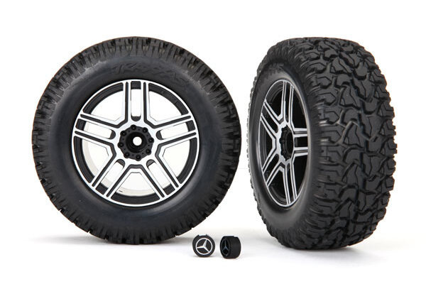 Traxxas 8872 Tires and wheels, assembled, glued (2.6' black, satin chrome-plated Mercedes-Benz® G 500®