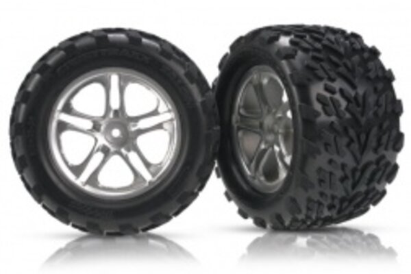 Traxxas 5174A Tires & wheels, assembled, glued (Split-Spoke satin-finish wheels, Talon tires, foam inserts)