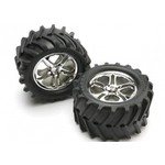 Traxxas 5173 Tires & wheels, assembled, glued (SS (Split-Spoke) chrome wheels, Maxx® Chevron tires, foam inserts) (2) (fits Revo®/T-Maxx®/E-Maxx with 6mm axle and 14mm hex)