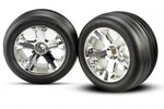 Traxxas 3771 Tires & wheels, assembled, glued (2.8') (All-Star chrome wheels, ribbed tires, foam inserts) (electric front) (2)