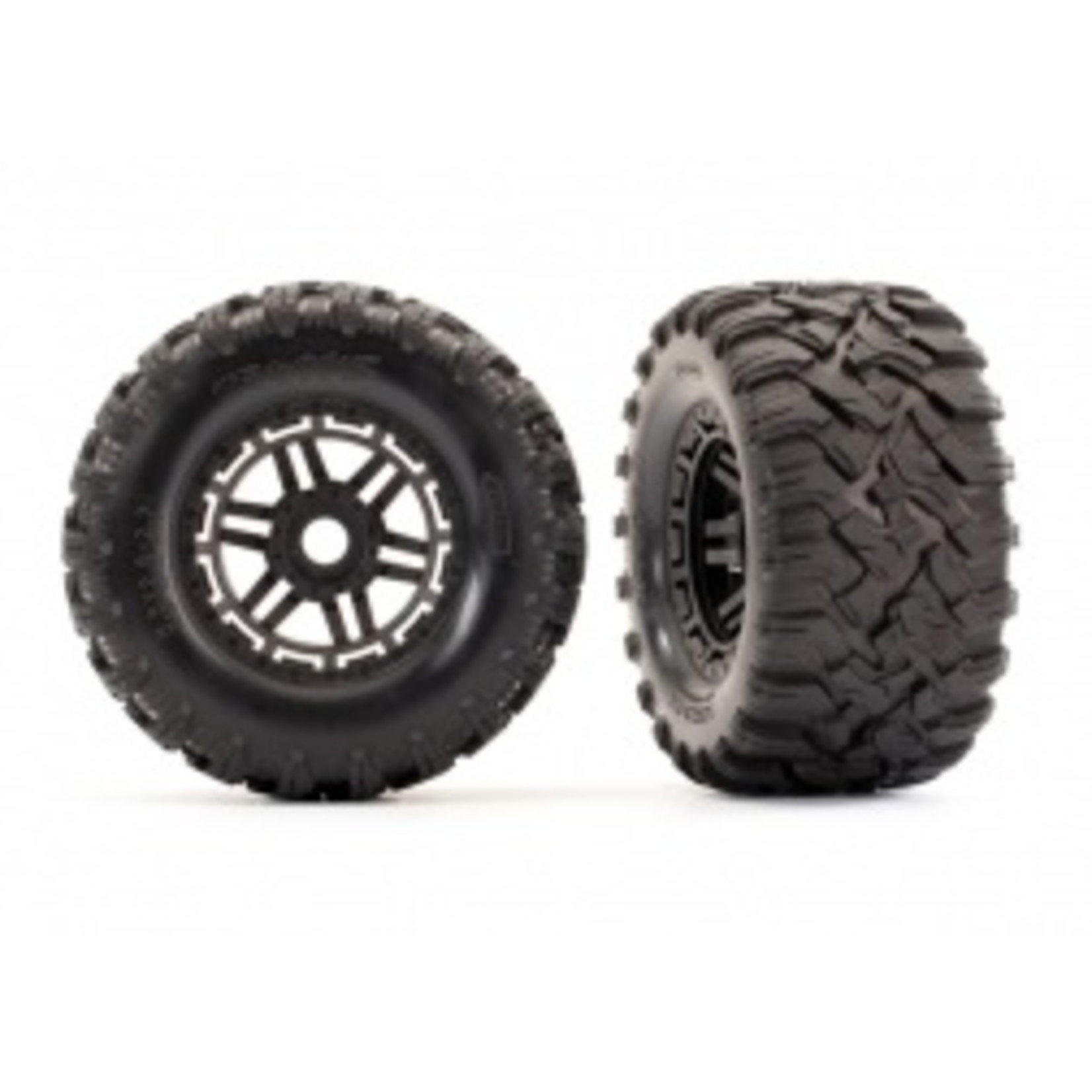 Traxxas 8972 Tires & wheels, assembled, glued (black wheels, Maxx® All-Terrain tires, foam inserts) (2) (17mm splined) (TSM® rated)