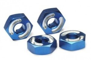 Traxxas 4954X Wheel hubs, hex,  6061-T6 aluminum (blue) (4)/ axle pins (2.5x10mm) (4)