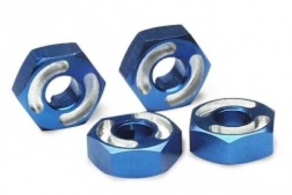 Traxxas 4954X Wheel hubs, hex,  6061-T6 aluminum (blue) (4)/ axle pins (2.5x10mm) (4)