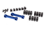 Traxxas 8334X Mounts, suspension arms, aluminum (blue-anodized) (front & rear)/ hinge pin retainers (12)/ inserts (6)