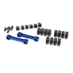 Traxxas 8334X Mounts, suspension arms, aluminum (blue-anodized) (front & rear)/ hinge pin retainers (12)/ inserts (6)