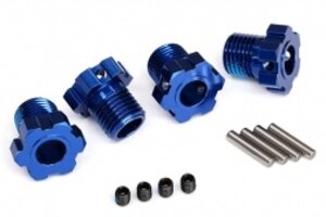 Traxxas 8654 Wheel hubs, splined, 17mm (blue-anodized) (4)/ 4x5 GS (4)/ 3x14mm pin (4)