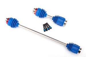 Traxxas 8655R Driveshafts, center E-Revo® (steel constant-velocity) front (1)/ rear (1) (assembled with inner and outer dust boots, for E-Revo)