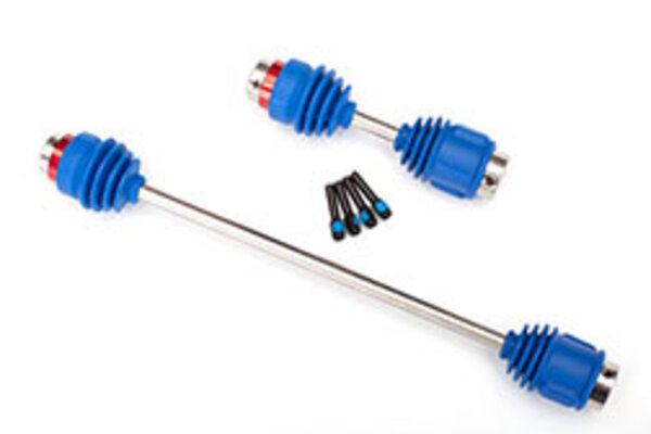 Traxxas 8655R Driveshafts, center E-Revo® (steel constant-velocity) front (1)/ rear (1) (assembled with inner and outer dust boots, for E-Revo)