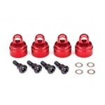 Traxxas 3767X Shock caps, aluminum (red-anodized) (4) (fits all Ultra Shocks)