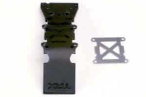 Traxxas 4937 Skidplate, front plastic (black)/ stainless steel plate