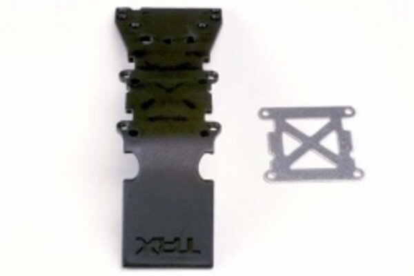 Traxxas 4937 Skidplate, front plastic (black)/ stainless steel plate