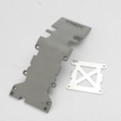 Traxxas 4938A Skidplate, rear plastic (gray)/ stainless steel plate
