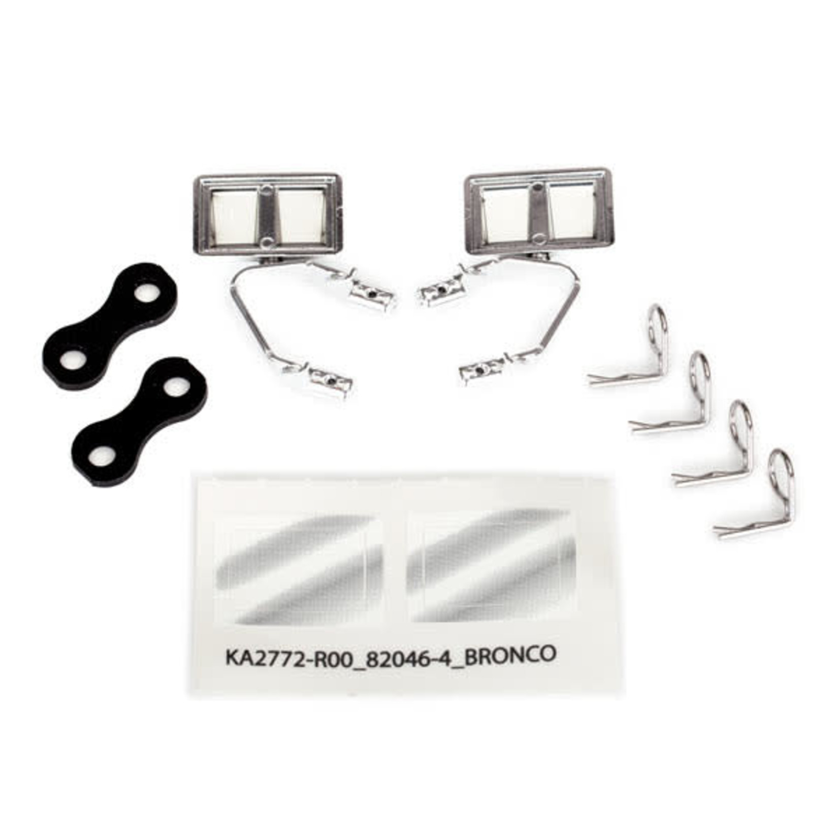 Traxxas 8073X Mirrors, side, chrome (left & right)/ retainers (2)/ body clips (4) (fits #8010 body)