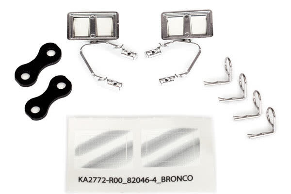 Traxxas 8073X Mirrors, side, chrome (left & right)/ retainers (2)/ body clips (4) (fits #8010 body)