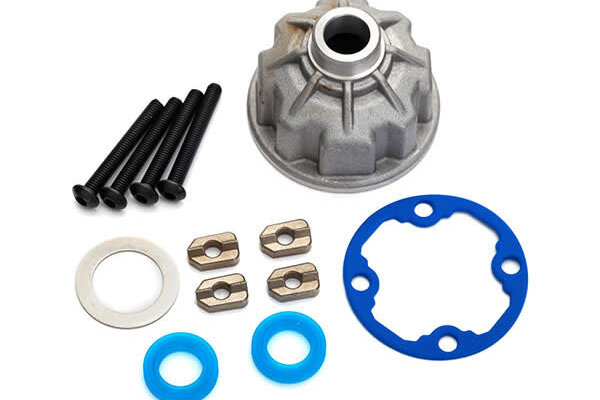 Traxxas 8681X Carrier, differential (aluminum)/ x-ring gaskets (2)/ ring gear gasket/ spacers (4)/ 12.2x18x0.5 metal washer
