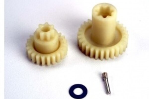Traxxas 4995 Primary gears: forward (28-T)/ reverse (22-T)/ set screw yoke pin, M3/12 (1)/ 5x10x0.5mm PTFE-coated washer (1)