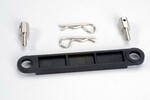 Traxxas 3727 Battery hold-down plate (black)/ metal posts (2)/body clips (2)