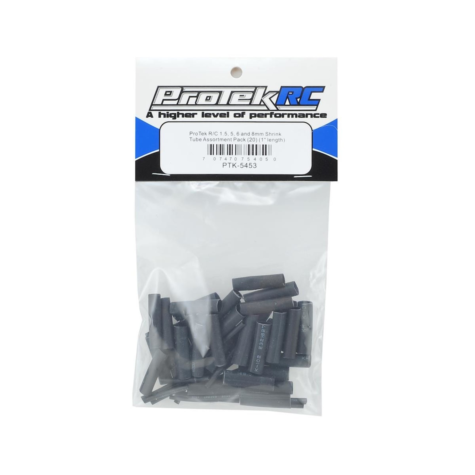Protek R/C PTK-5453   RC 1.5, 5, 6 & 8mm Shrink Tubing Assortment Pack (Black) (20) (1" Length)