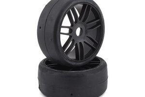 GRP GTX02-S1 GT - TO2 Slick Belted Pre-Mounted 1/8 Buggy Tires (Black) (2) (S1)