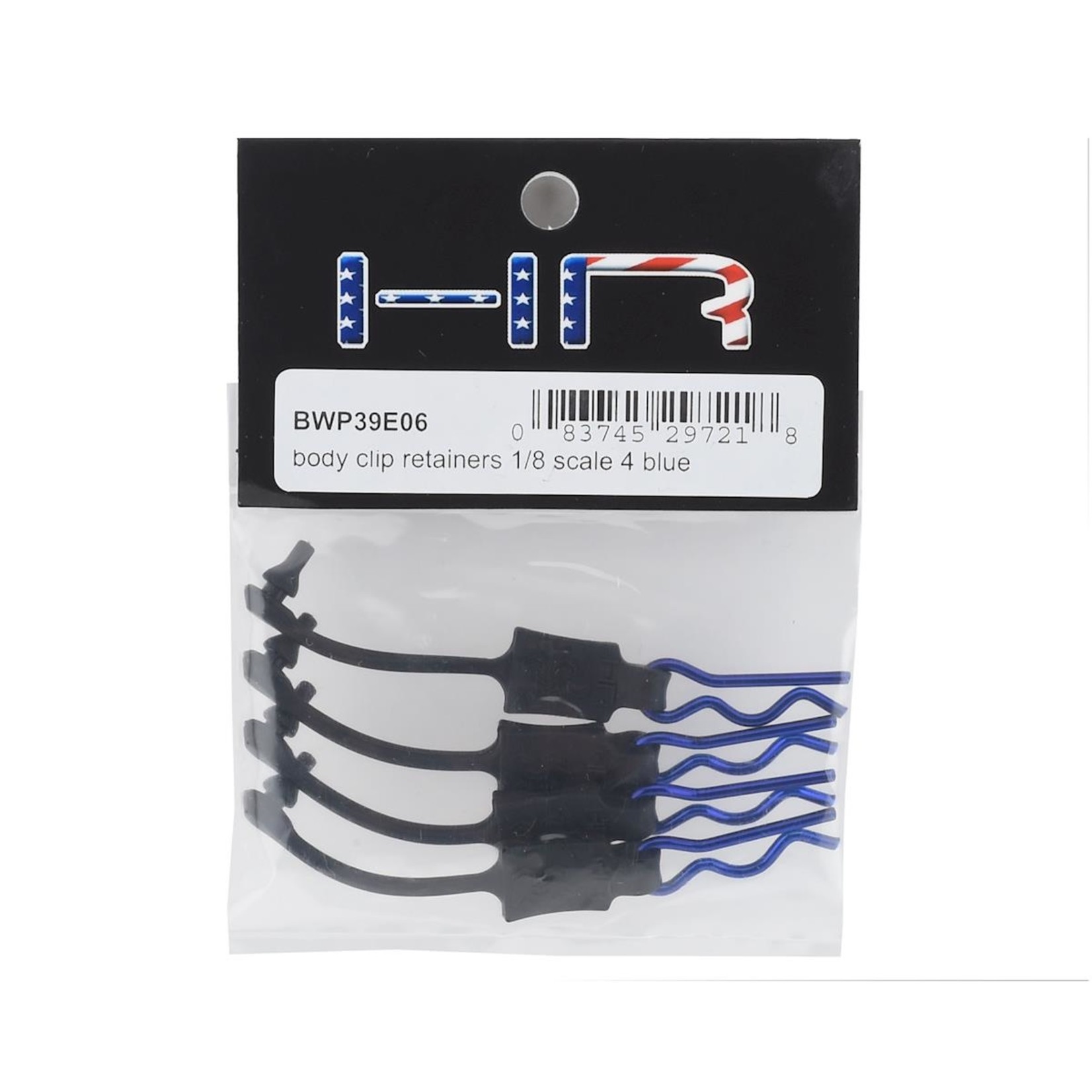 Hot Racing HRABWP39E06  BWP39E06 Body Clip Retainers, 1/8th Scale, Blue (4)