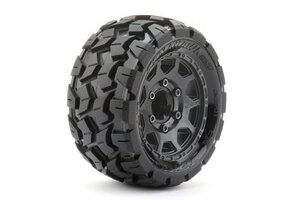 Jetko Tires KO2701CBMSGNB3  1/10 ST 2.8 Tomahawk Tires Mounted on Black Claw Rims, Medium Soft, 14mm Hex for Arrma