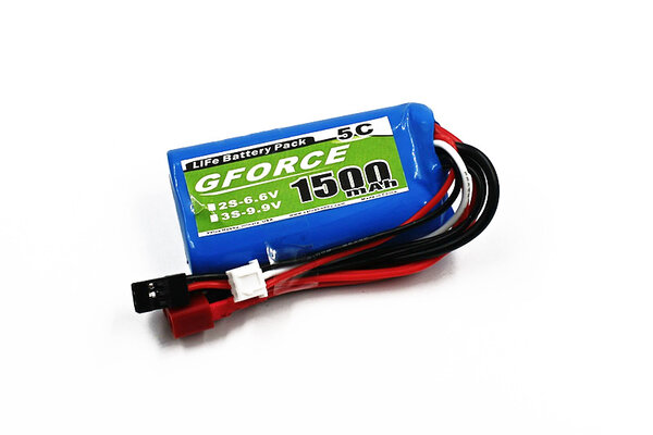 GFORCE VHB-LP-6093   GForce 5C 1500mAh 2S 6.6V LiFe RX Pack
