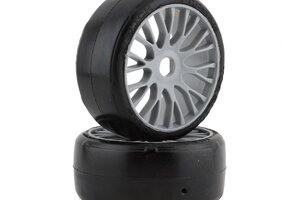 GRP GRPGTK02-S01 GRP GT - TO2 Slick Belted Pre-Mounted 1/8 Buggy Tires (Silver) (2) (S1)